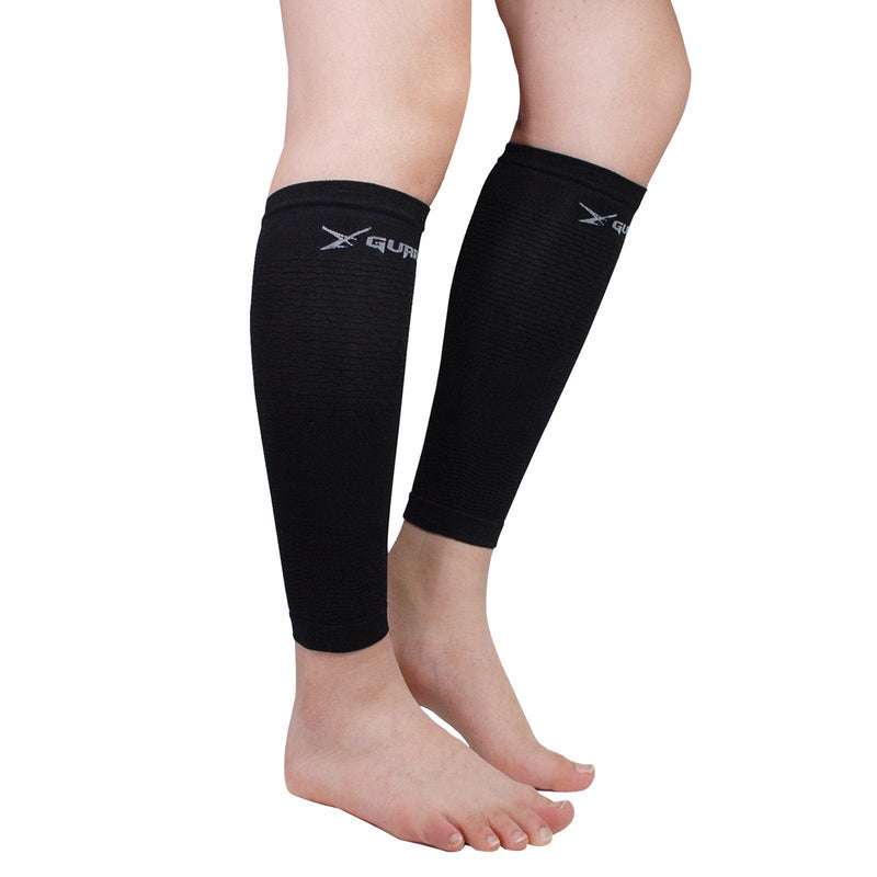 [Australia] - Leg Compression Sleeve Tattoo Cover up for Women - Shin Calf Pain Relief 1 Pair (Black) One Size Black 