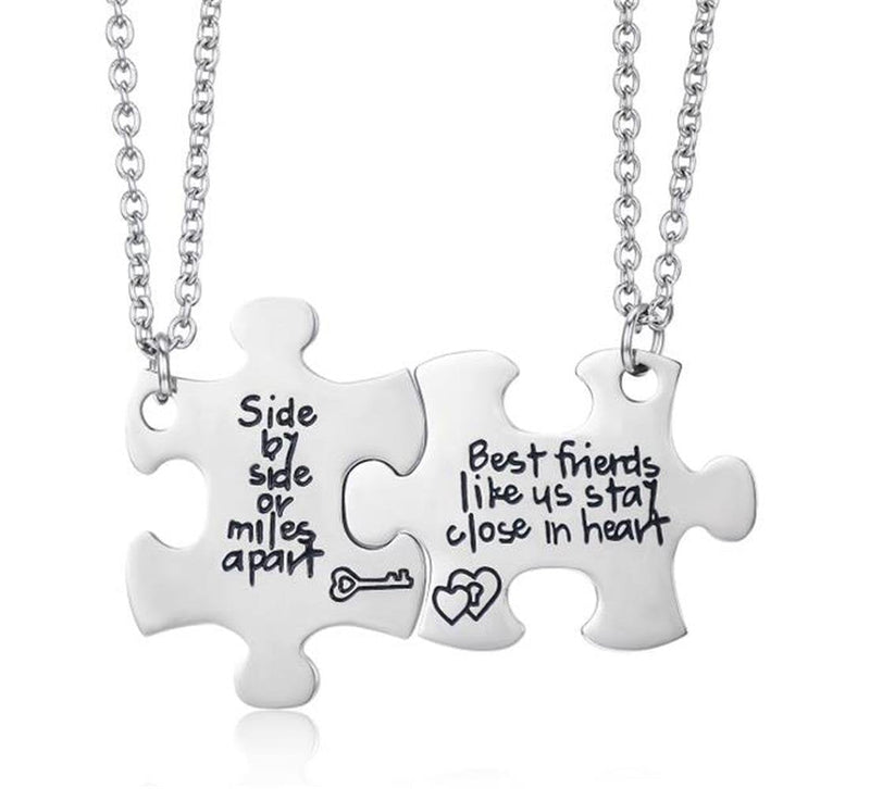 [Australia] - Udobuy2 Pcs Best Friends Side by Side Or Miles Apart Best Friend Necklaces Set Heart for Teen Girls BFF Friendship Necklaces (Pizza Friend Necklace) 