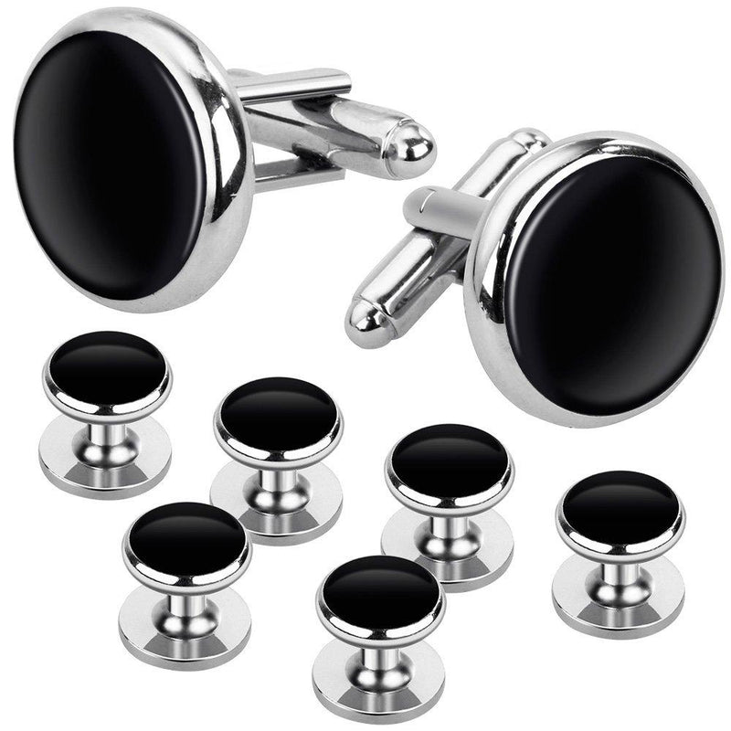 [Australia] - Rovtop Cufflinks and Studs Set for Tuxedo Shirts Business Wedding Round Cufflinks 