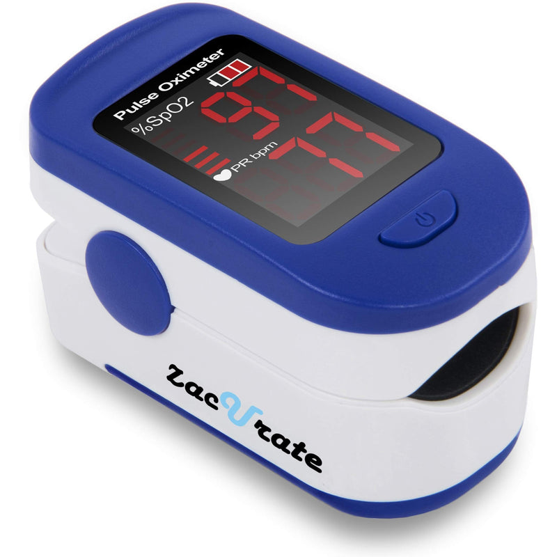 [Australia] - Zacurate 500BL Fingertip Pulse Oximeter Blood Oxygen Saturation Monitor with Batteries and Lanyard Included (Navy Blue) 