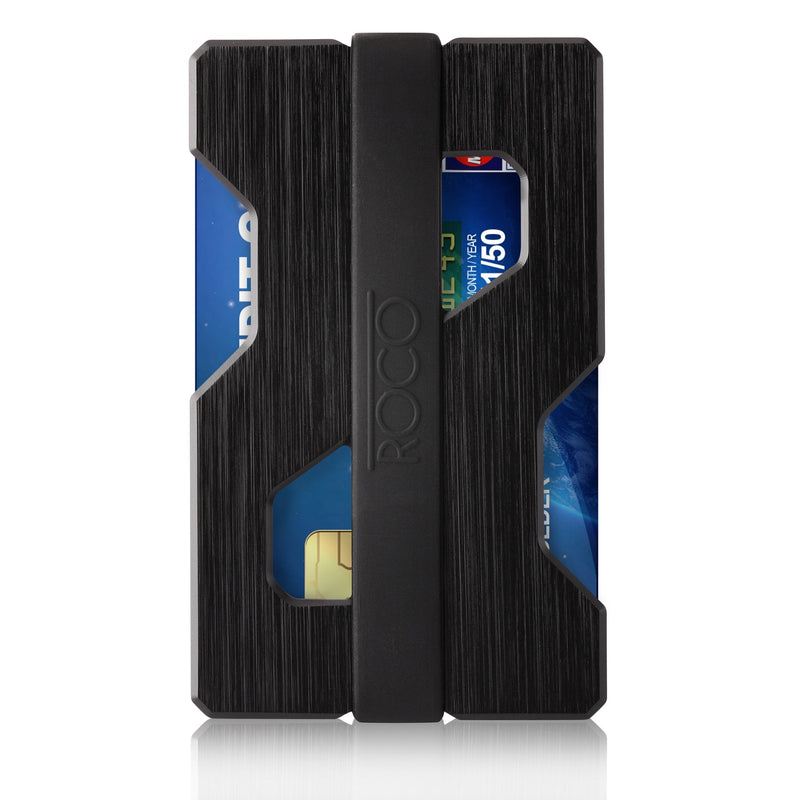 [Australia] - ROCO MINIMALIST Aluminum Slim Wallet RFID BLOCKING Money Clip - Futuristic Design Black 