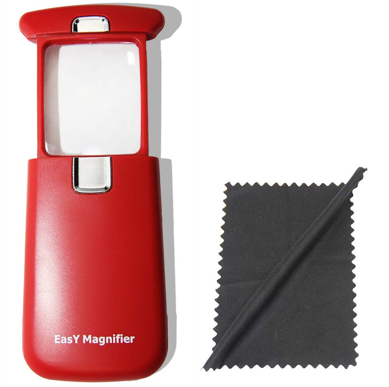[Australia] - Pocket Magnifying Glass 3X an Elderly Assistant Product for Seniors; Helpful 50th 60th 70th Birthday Gift Set for Women and Men, Mom and Dad (Sedona RED) Sedona Red 