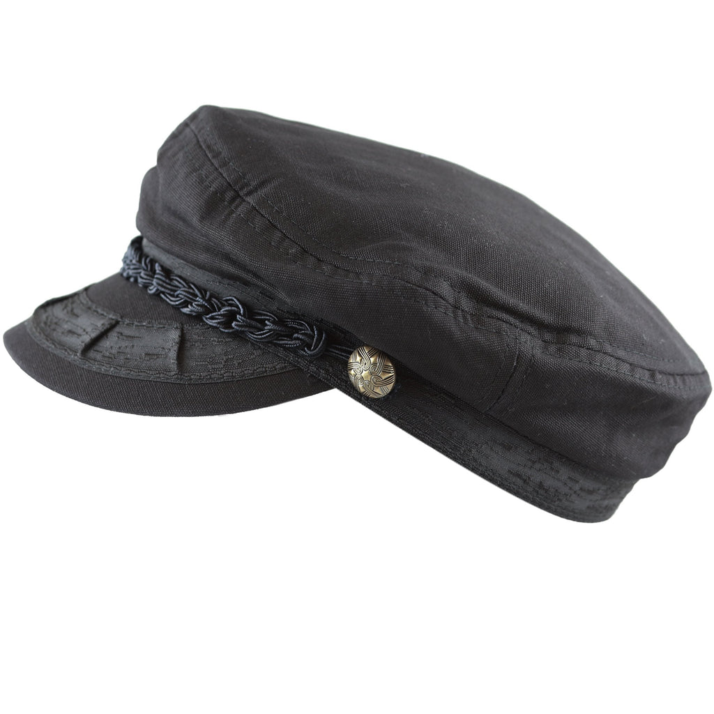 [Australia] - The Hat Depot Unisex Cotton Yachting Style Sailing Greek Fisherman Cap hat Large-X-Large Black 