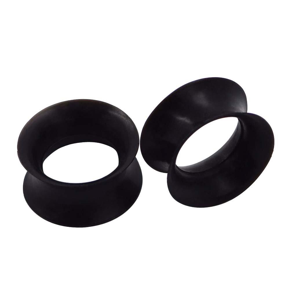 [Australia] - Stuppendux 1 Pair/3Pairs Black/White/Transparent Soft Silicone Flexible Ear Skin Tunnels Plugs Expanders Gauges Hollow Body Piercing 2G-3/4 Black,GAUGE=00G(10MM) 
