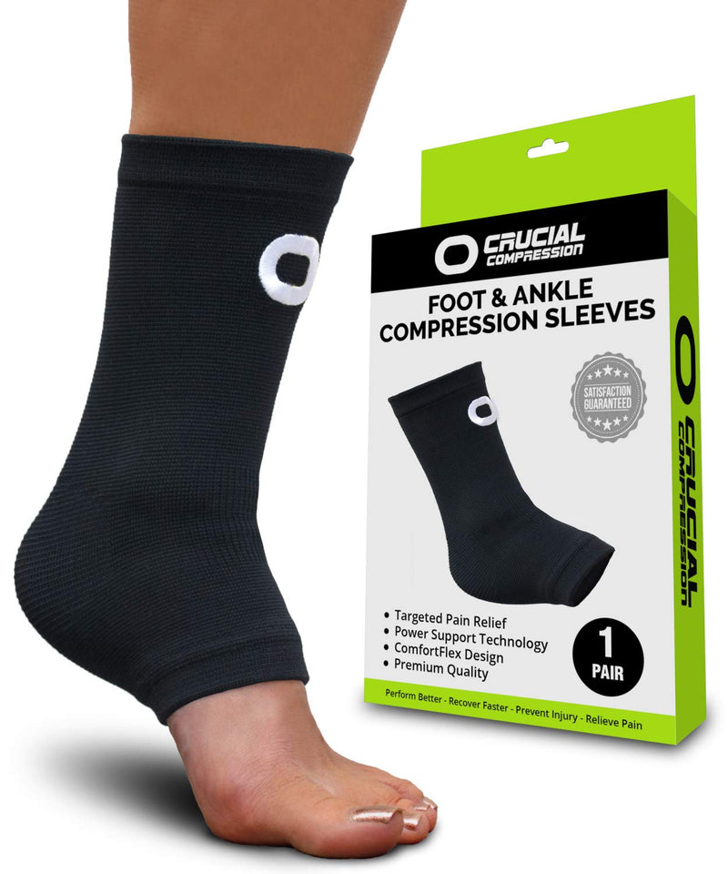 [Australia] - Ankle Brace Compression Support Sleeve (1 Pair) - BEST Ankle Compression Socks for Plantar Fasciitis, Arch Support, Foot & Ankle Swelling, Achilles Tendon, Joint Pain, Injury Recovery, Heel Spurs Large (Men's 10-13 / Women's >11) Black 