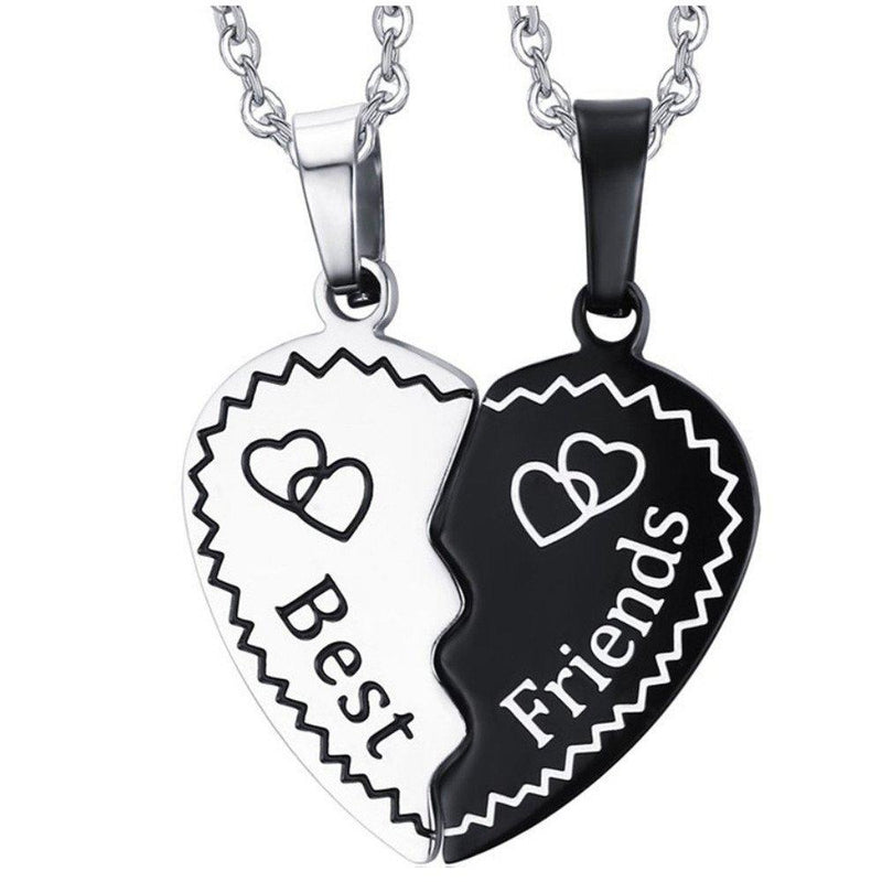 [Australia] - VQYSKO Heart Pendant Necklace for Couples, Stainless Steel Necklace Set for Best Friends, BFF, Frienship Half Heart 