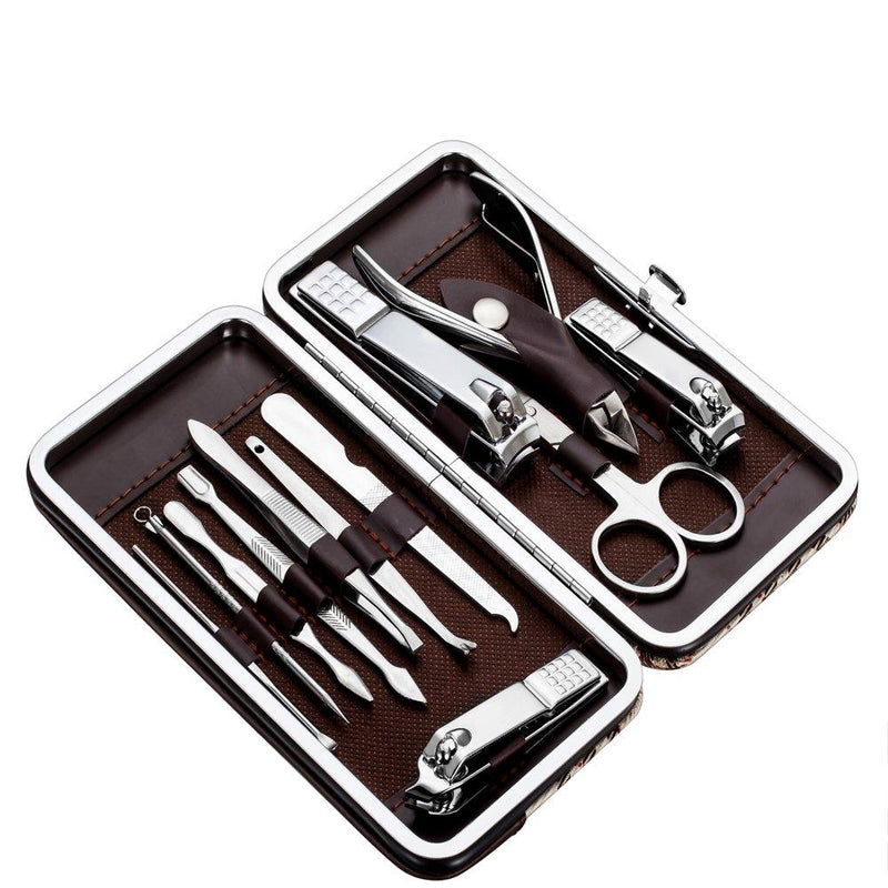 [Australia] - Tseoa Manicure, Pedicure Kit, Nail Clippers, Professional Grooming Kit, Nail Tools with Luxurious Travel Case, Set of 12 … (nail clippers 12pcs) 