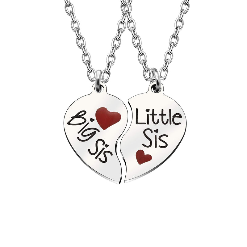 [Australia] - Sister Pendant Necklaces Big Little Sister Family Gifts Jewelry Set Stainless Steel Pack Of 2pcs 