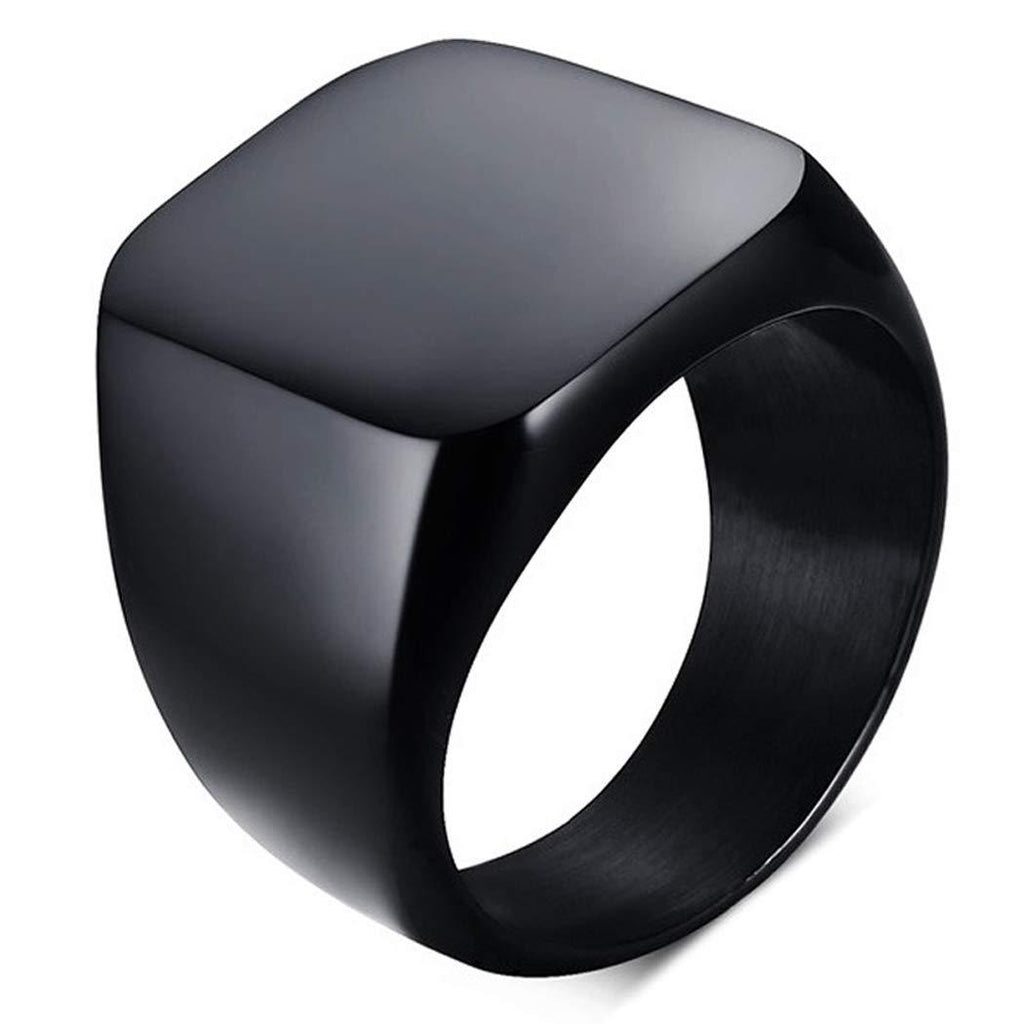 [Australia] - enhong Signet Biker Rings Solid Polished Stainless Steel Ring for Men Ideal Gift Size 7-15 in Gold,Black and Silver Black 