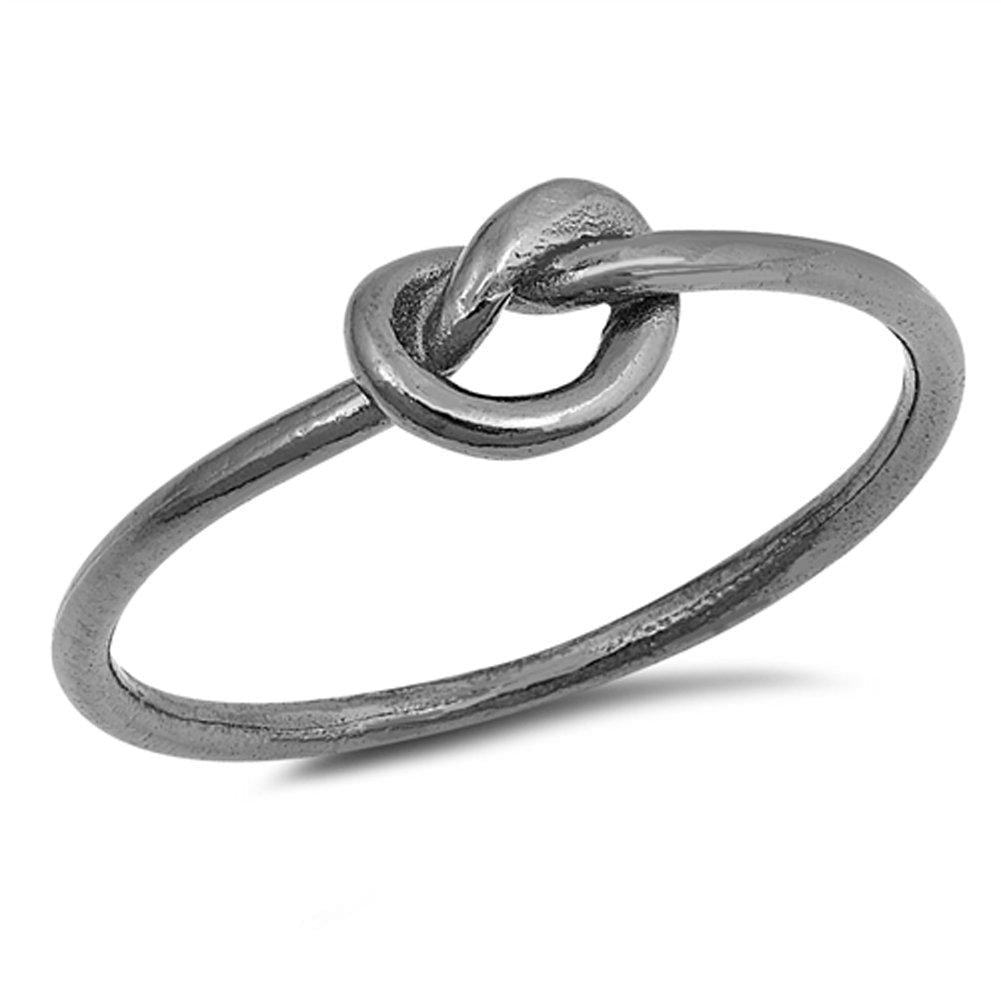 [Australia] - CHOOSE YOUR COLOR Sterling Silver Knot Ring Black-Tone – Size 2 