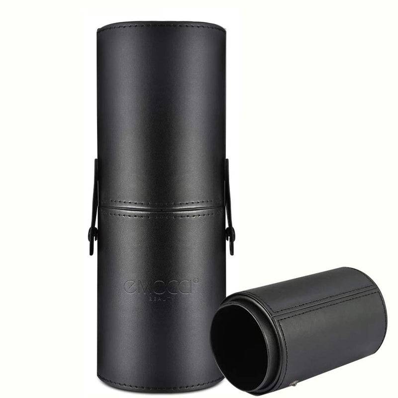 [Australia] - EMOCCI Makeup Brush Holder Large Pu Leather Make Up Cosmetic Cup Holders Storage Organizer Case Box(Black) Black 