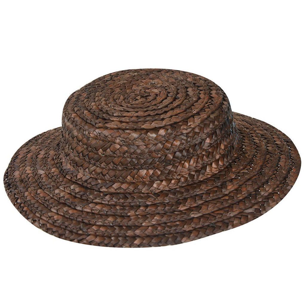 [Australia] - Lawliet Solid Color Straw Stripe Mini Top Hat Craft Fascinator Base Boater Cap A224 Dark Brown 