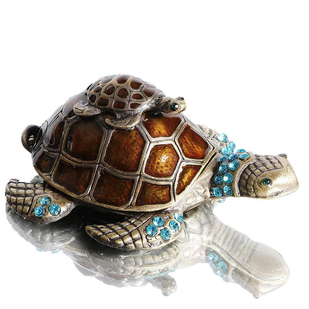 [Australia] - Waltz&F Turtle Trinket Jewelry Box with Sparkling Light Green Crystals,Hinged Trinket Box Hand-painted Figurine Collectible Ring Holder mix 