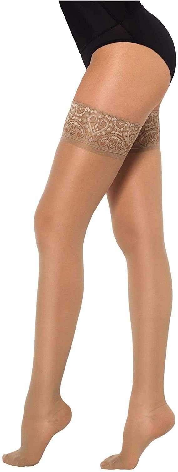 [Australia] - Healthweir Sheer Compression Thigh High Stockings for Women 15-20 (EU 18-22) mmHg - Medical Support Closed Toe Ted Hose with Silicone Band for Varicose Veins Maternity Anti Embolism (4, Skin) 4 