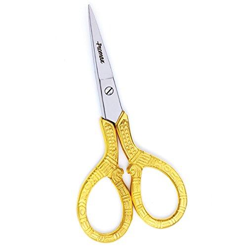 [Australia] - ProMax Embroidery Eye Brow Scissors- Attractive Styles Brow Kit- Straight Pointed Stainless Steel with Half Gold Plated (Design Scissor)-30-7066 