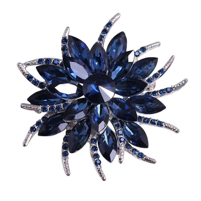 [Australia] - Merdia Flower Brooches Pin for Women Brides Created Crystal Brooch Blue 