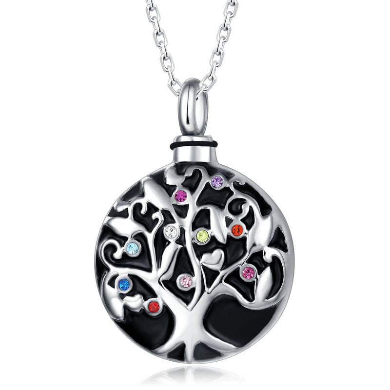 [Australia] - UNY Trendy Stainless Steel Family Tree Pet Urn Ashes Pendant Memorial Ash Keepsake Cremation Jewelry 