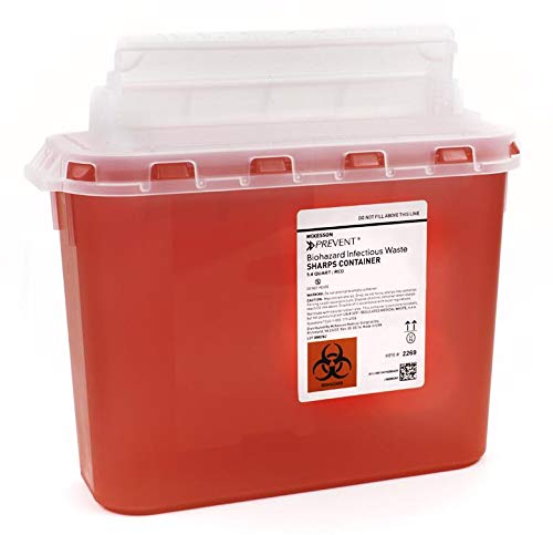 [Australia] - Sharps Container Prevent 2-Piece 10.75H X 10.5W X 4.75D Inch 5 Quart Red Base Horizontal Entry Lid 