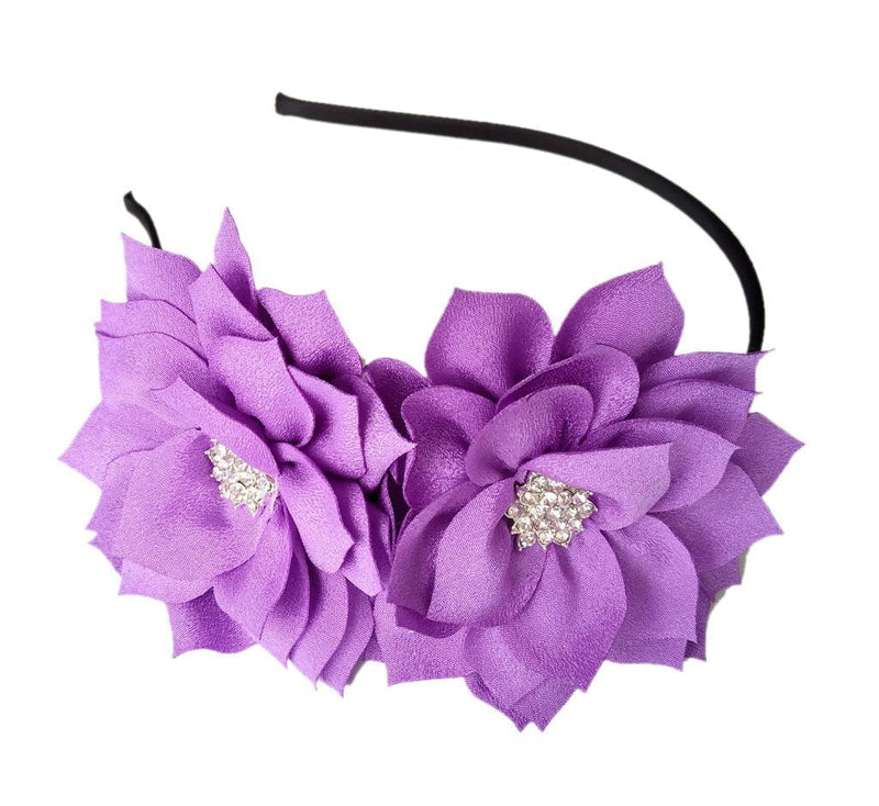 [Australia] - Coolwife Fascinator Headband Hair Clip Lotus Flower Bridal Headpieces Wedding Party Headwear Purple 