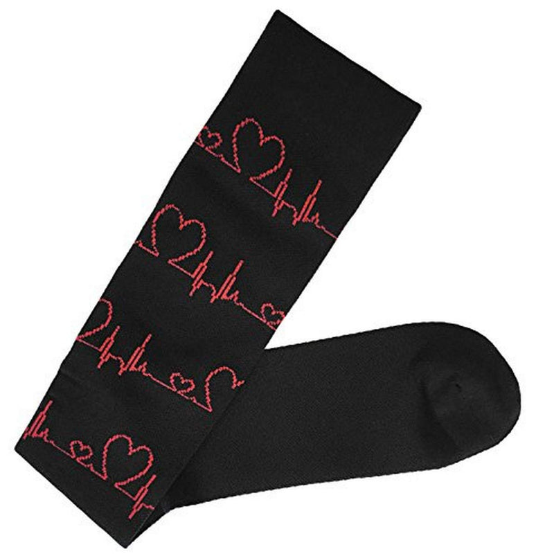 [Australia] - Prestige Medical Premium Compression Socks, Ekg with Hearts, 12 Inch, 2 Count 