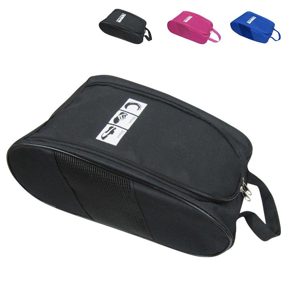 [Australia] - Portable Oxford Travel Shoe Bag, Waterproof Shoe Packing Storage Organizer with Zipper Closure Black 