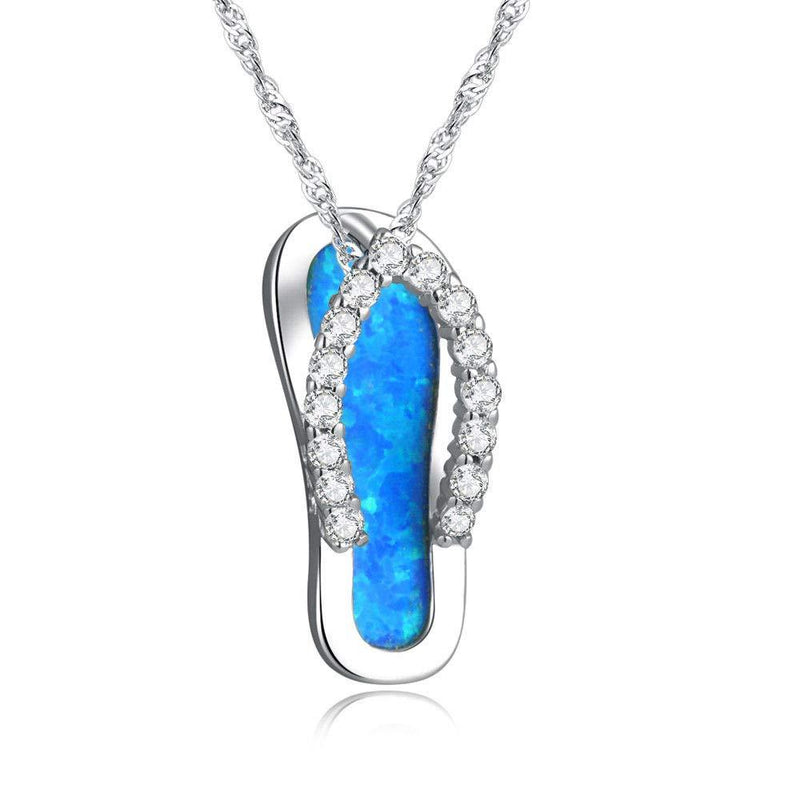 [Australia] - CiNily Opal Necklace White Gold Plated or Rose Gold Plated Opal Pendant Necklace Jewelry Gifts for Women Gemstone Necklaces shoe necklace-blue 