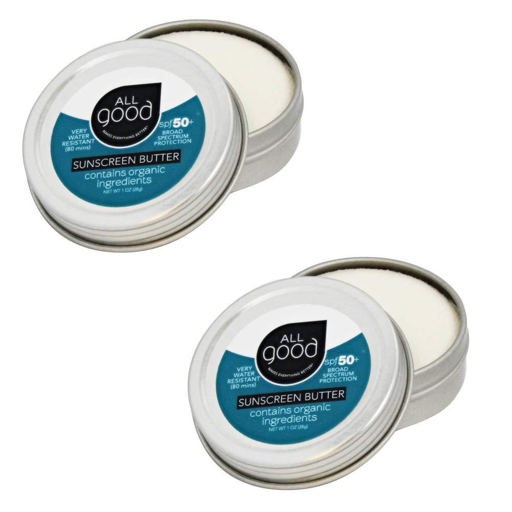 [Australia] - All Good Mineral Face Sunscreen Butter - UVA/UVB Broad Spectrum SPF 50+ Water Resistant, Coral Reef Friendly, Organic Ingredients - Zinc, Beeswax, Vitamin E, Coconut Oil (1 oz)(2-Pack) 1 Fl Oz (Pack of 2) 