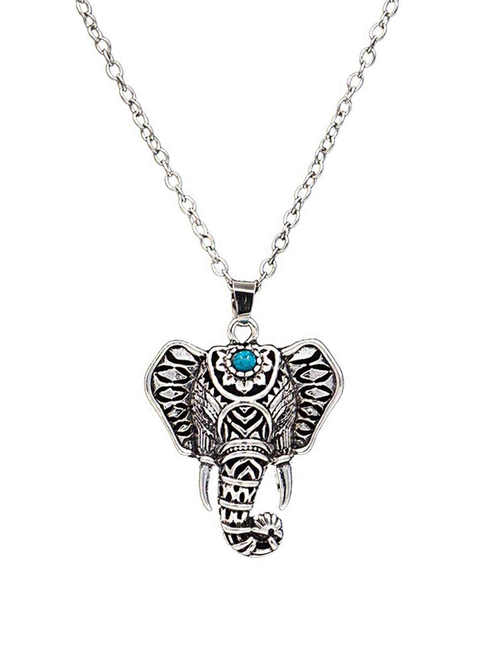 [Australia] - Zealmer Women Vintage Elephant Pendant Necklace silvery 