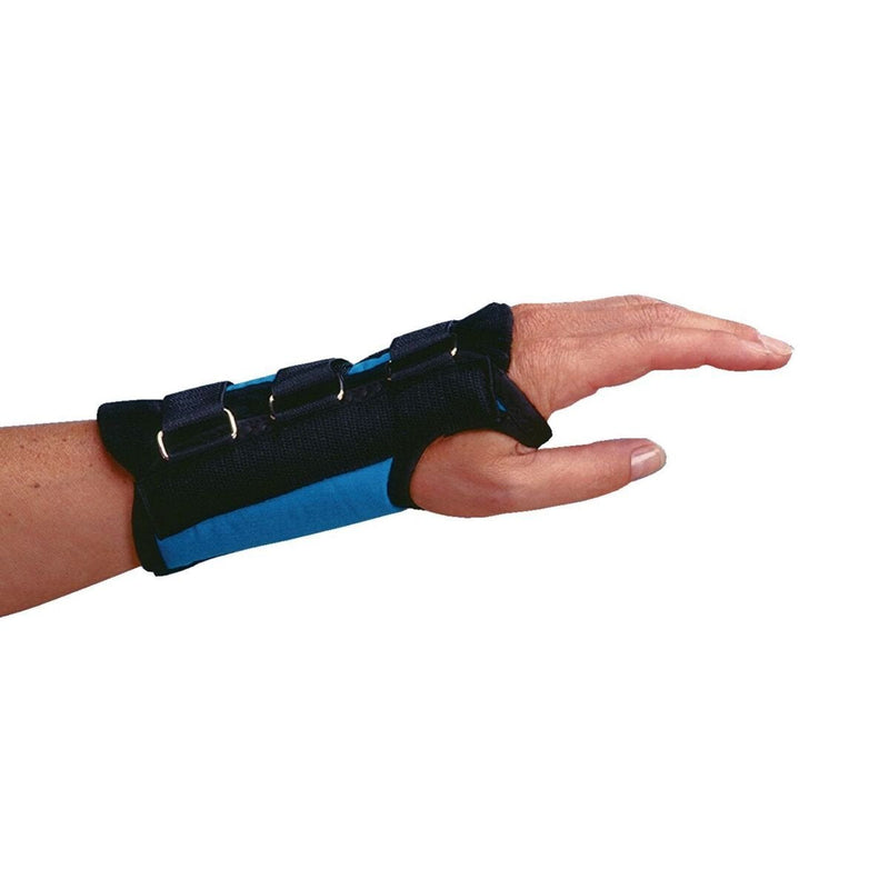 [Australia] - Rolyan - 59824 D-Ring Right Wrist Brace, Size Medium Fits Wrists 6.75"-7.5", 7" Regular Length Support, Teal Brace with Straps and D-Ring Connectors to Secure and Stabilize Hands and Wrists Right. 