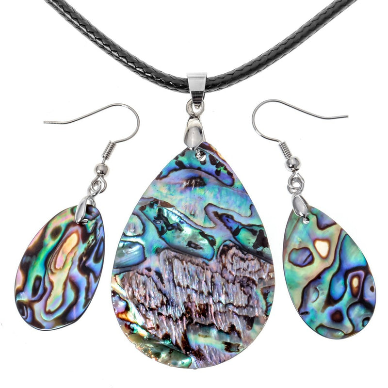 [Australia] - Angel Jewelry Women's Sea Abalone Shell Necklace Pendant Earrings 