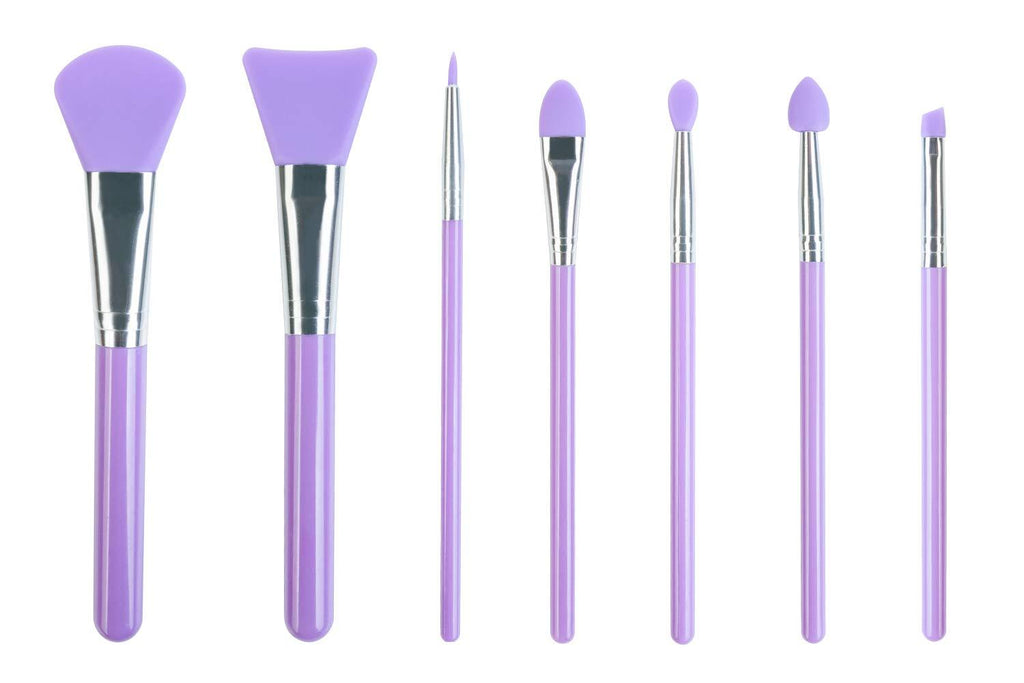 [Australia] - LORMAY 7-Piece Silicone Makeup Brushes for Face Care, Eyeliner, Eyebrow, Eye Shadow, Lip Care, and UV Resin Epoxy Art Crafting (Purple) Purple 