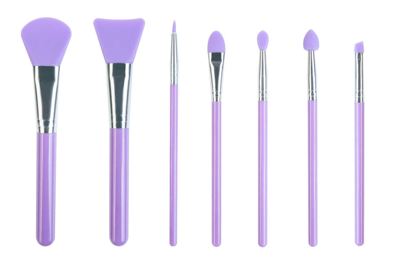 [Australia] - LORMAY 7-Piece Silicone Makeup Brushes for Face Care, Eyeliner, Eyebrow, Eye Shadow, Lip Care, and UV Resin Epoxy Art Crafting (Purple) Purple 