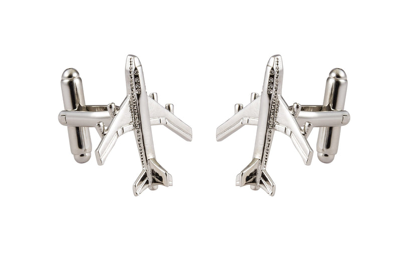 [Australia] - Knighthood Men's Executive Jumbo Jet Airplane Cufflinks Chrome Shirt Cuff Links Business, Wedding Gifts with Gift Box 