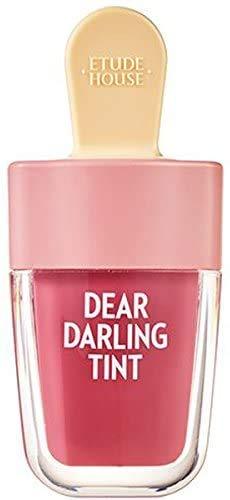 [Australia] - ETUDE HOUSE Dear Darling Water Gel Tint Ice Cream (PK004 Red Bean Red) | Vivid High-Color Lip Tint with Minerals and Vitamins from Soap Berry Extract to Moisture Your Lips PK004 Red Bean Red 