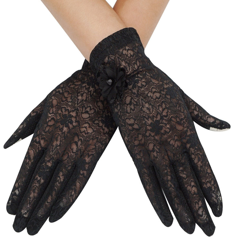 [Australia] - Bienvenu Summer Women Screentouch Gloves Sun Uv Protection Driving Gloves Anti-skid Black 