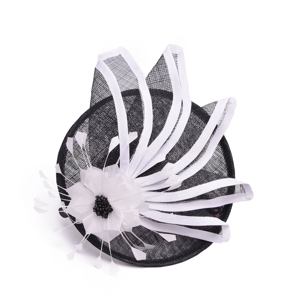 [Australia] - Lawliet Womens Black Mix White Sinamay Fascinator Cocktail Party T213 