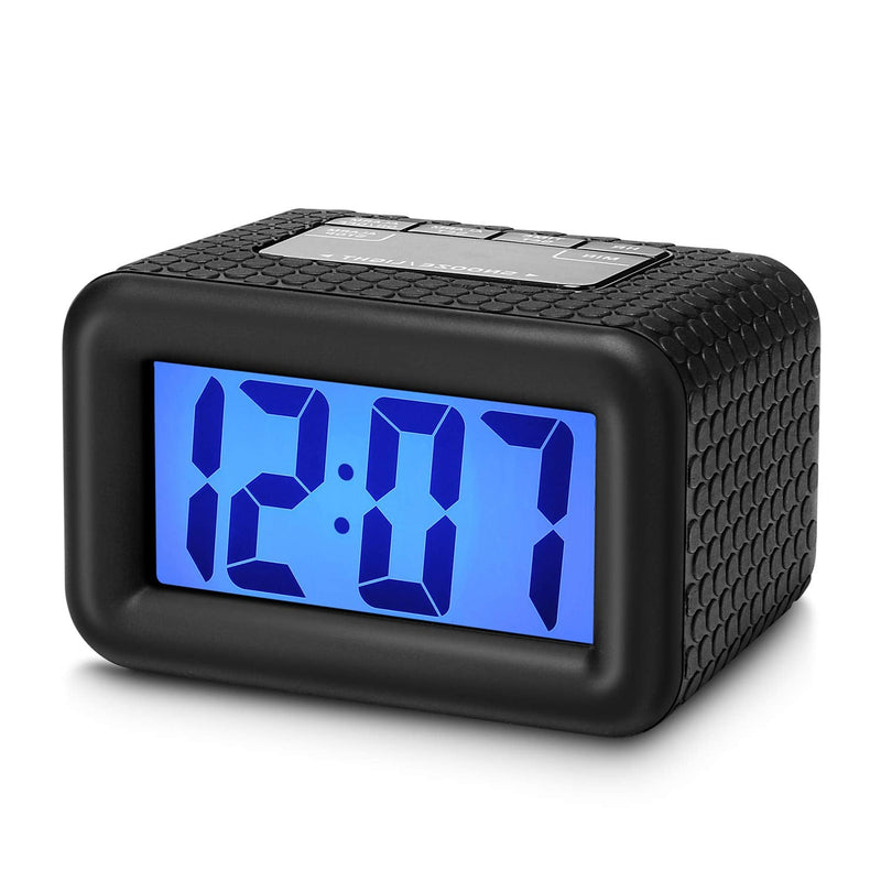 [Australia] - Digital Alarm Clock - Plumeet Kids Alarm Clock with Snooze and Backlight - Simple Travel Clocks Large LCD Display - Loud Alarm Clock for Bedroom - Battery Powered (Black) Black 