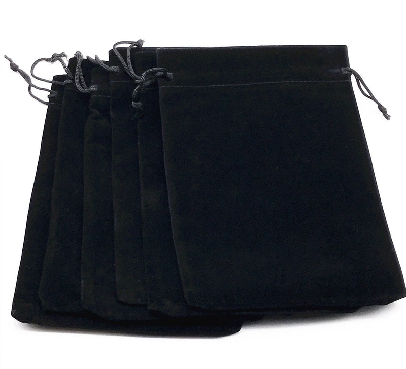 [Australia] - Lady Seven 6pcs 7" X 5" Velvet Cloth Jewelry Pouches/Drawstring Bags (Black) Black 