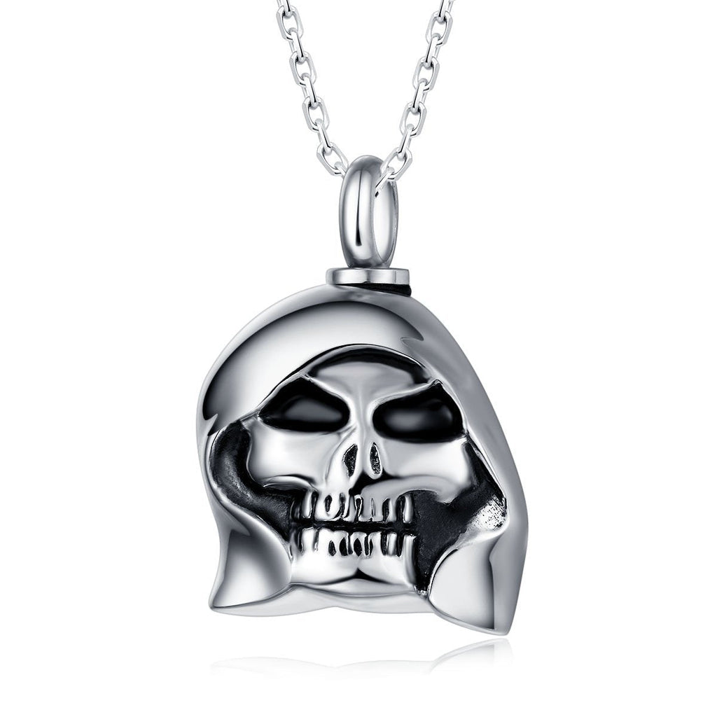 [Australia] - UNY Trendy 316L Stainless Steel Evil Skull Pet Urn Ashes Pendant Memorial Ash Keepsake Cremation Jewelry 