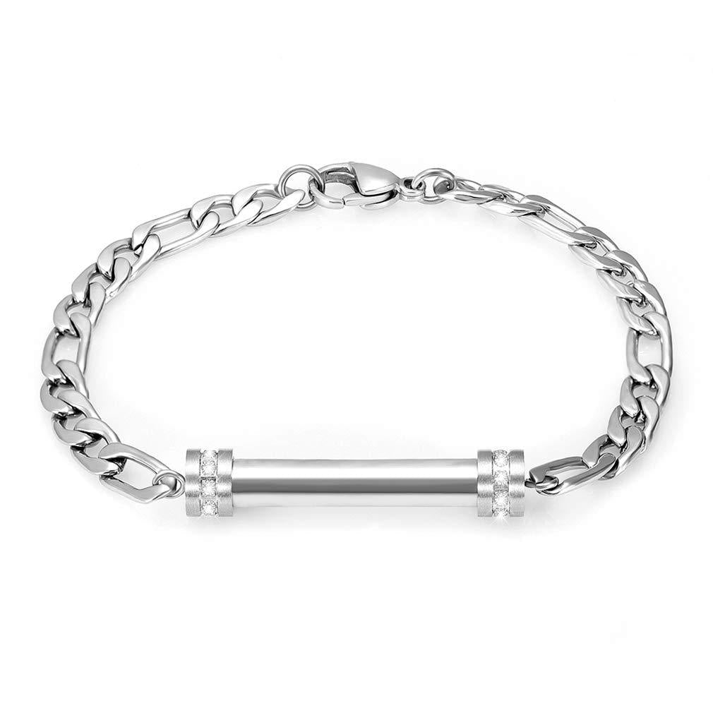 [Australia] - Cylinder Cremation Bracelet for Ashes Urn Jewelry Stainless Steel Memorial Keepsake Urn Bracelet Bangle Ashes Holder Silver 