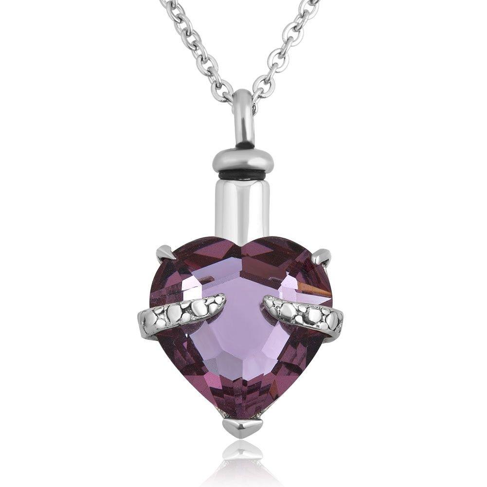 [Australia] - DemiJewelry Heart Cremation Urn Necklace for Ashes Jewelry Memorial Pendant Purple 