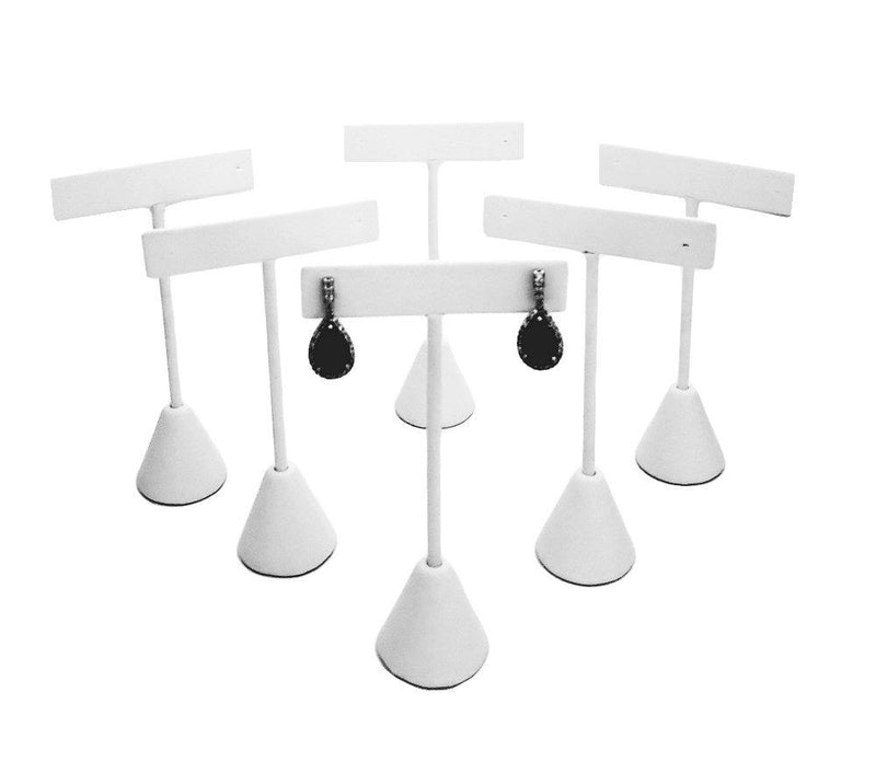 [Australia] - FlanicaUSA T- Shape Style Earring Display 4.75" H - Pack of 6 (White) White 