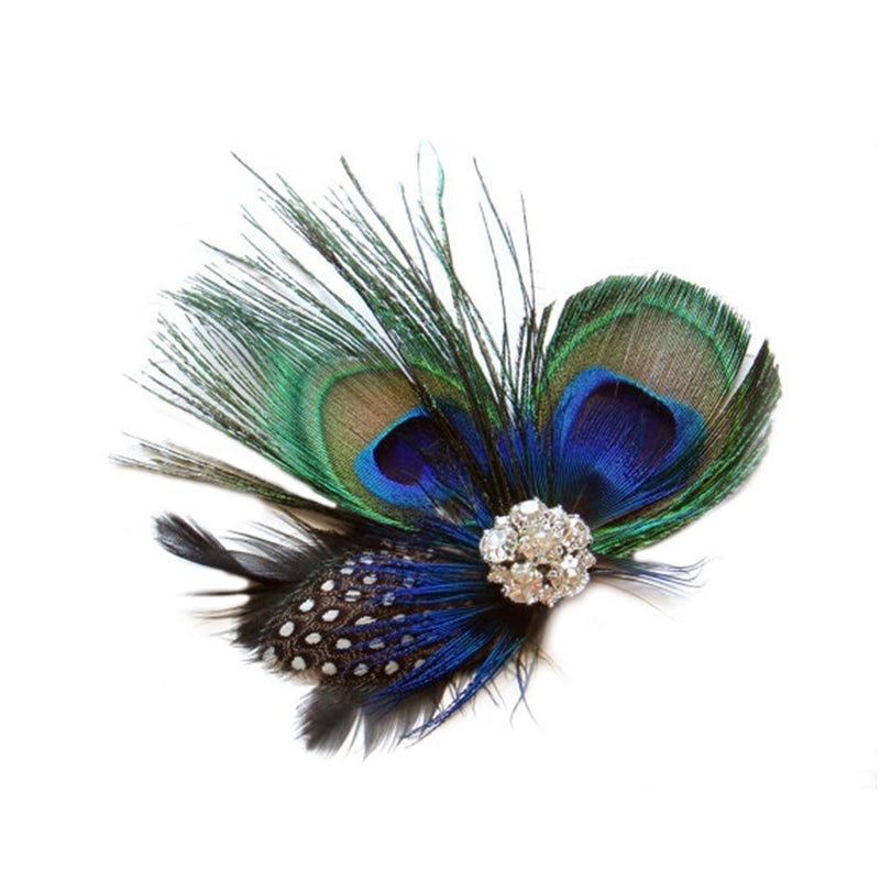 [Australia] - Song Qing Fascinator Hair Clips Peacock Feather Hair Clip Pin for Women Brides Bridesmaids Green 