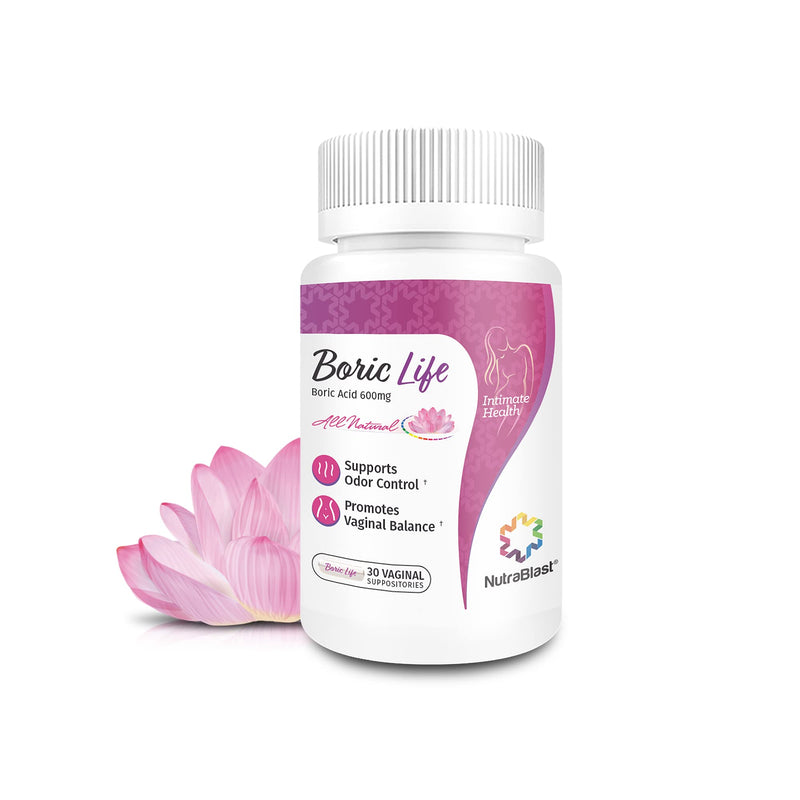 [Australia] - NutraBlast Boric Acid Vaginal Suppositories - 100% Pure Made in USA - Boric Life Intimate Health Support (30 Count) 30 Count (Pack of 1) 