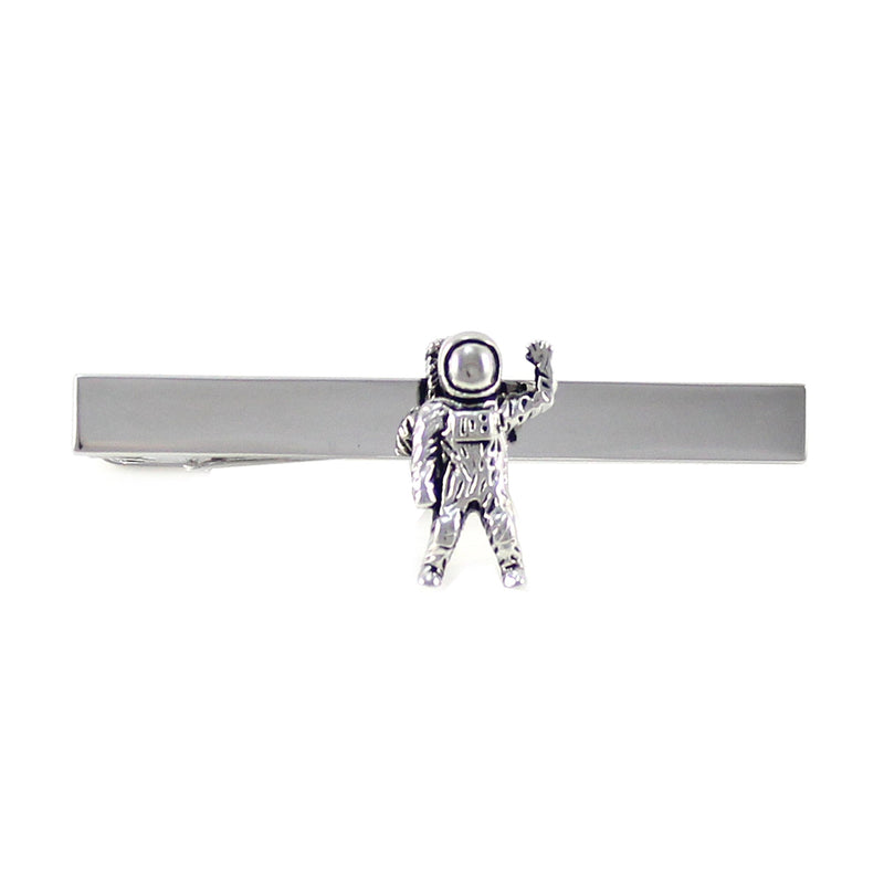 [Australia] - MENDEPOT Antique Silver Tone Astronaut Tie Clip Space Pilot Tie Clip with Box 