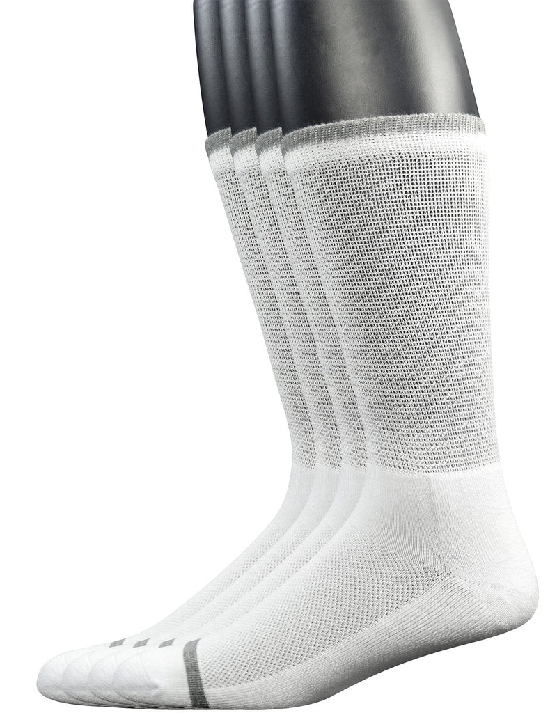 [Australia] - Yomandamor Men's 4 Pairs Bamboo Diabetic Crew Socks with Seamless Toe and Cushion Sole 10-13 4 Pairs White 