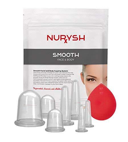 [Australia] - SMOOTH by Nurysh Face & Body Cupping Therapy Set – Deep Tissue Skin Massage Therapy System, 7 Silicone Detox Suction Cups for Cellulite & Wrinkles – Massaging Tools Tone, Tighten, Plump, Firm 
