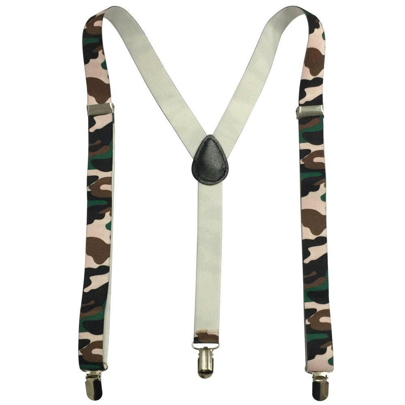 [Australia] - AINOW Unisex Camouflage Suspenders Y-Back Adjustable Elastic Suspenders Shoulder Strap Pink 