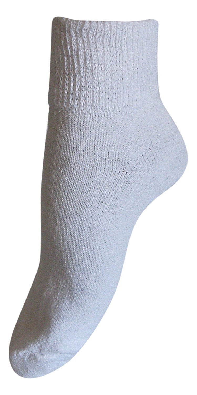 [Australia] - Diabetic Womens Ankle Socks (3 Pack), 9-11, White, Made in The USA 