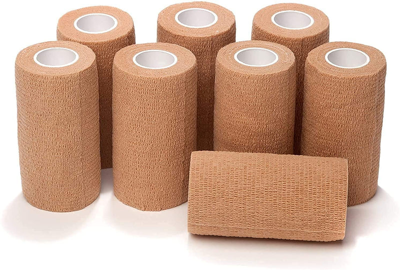 [Australia] - Self Adhering Bandage Wrap (Bundle Pack of 8) | 3 Inch by 5 Yards Non Woven Self Adhesive Bandage Wrap | Brown Athletic Tape for Wrist, Hand and Ankle wrap | Premium-Grade Medical Bandage Tape 8 Count (Pack of 1) 